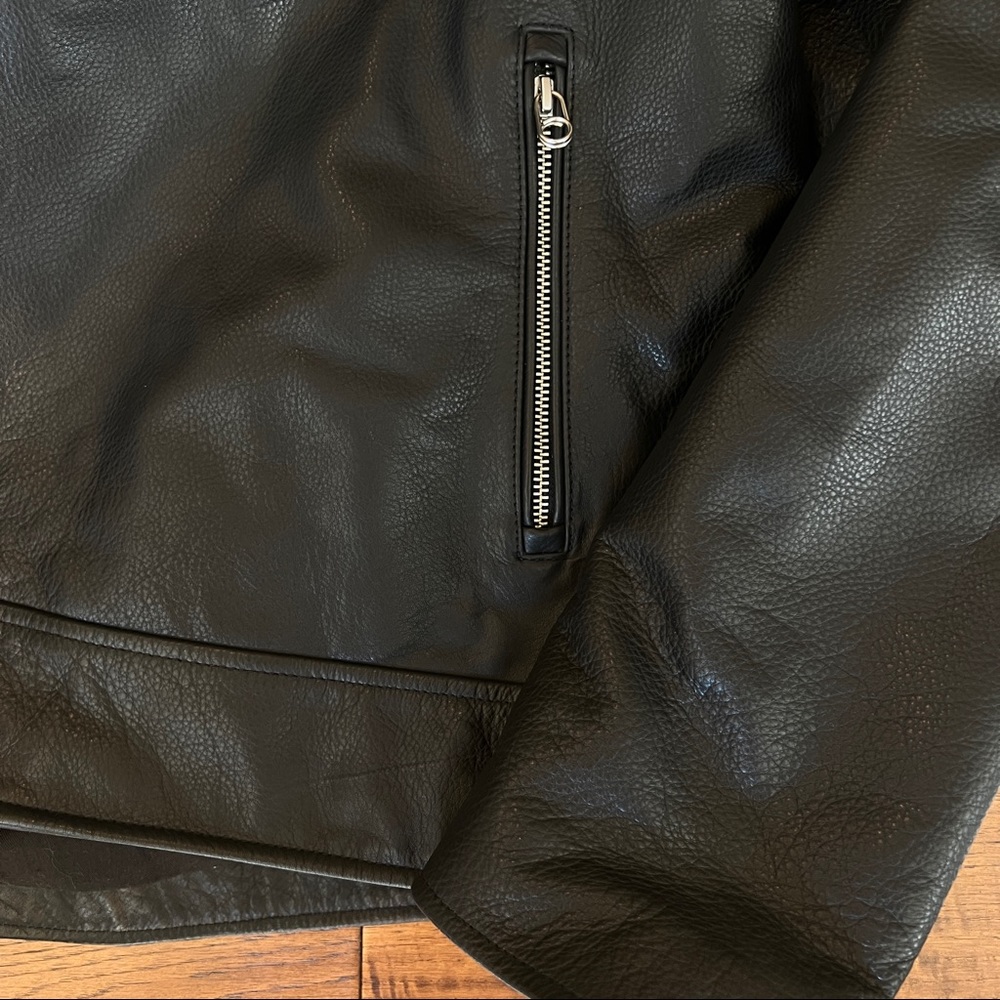 Rag & Bone Buzz Shearling-Trim Leather Moto Jacket - Picture 11 of 14